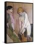 Femme tirant son bas-Henri de Toulouse-Lautrec-Framed Stretched Canvas