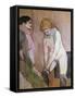 Femme tirant son bas-Henri de Toulouse-Lautrec-Framed Stretched Canvas