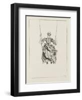 Femme vue de dos sur une balançoire-Jean Antoine Watteau-Framed Giclee Print