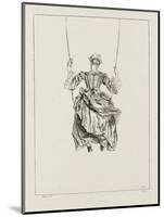 Femme vue de dos sur une balançoire-Jean Antoine Watteau-Mounted Giclee Print