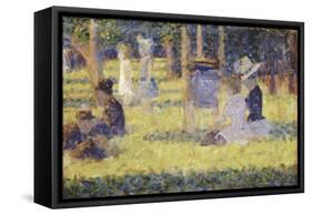 femmes assises et voiture d'enfant-Georges Seurat-Framed Stretched Canvas
