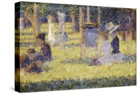 femmes assises et voiture d'enfant-Georges Seurat-Stretched Canvas