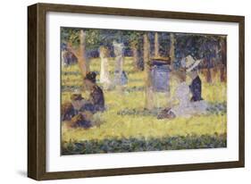 femmes assises et voiture d'enfant-Georges Seurat-Framed Giclee Print