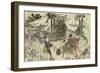 Femmes en promenade dans un jardin-Katsushika Hokusai-Framed Giclee Print