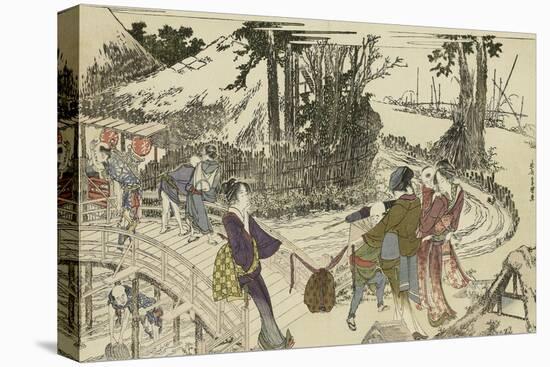 Femmes en promenade dans un jardin-Katsushika Hokusai-Stretched Canvas