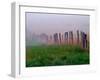 Fence Across Foggy Meadow, Cades Cove, Great Smoky Mountains National Park, Tennessee, USA-Adam Jones-Framed Photographic Print