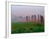 Fence Across Foggy Meadow, Cades Cove, Great Smoky Mountains National Park, Tennessee, USA-Adam Jones-Framed Photographic Print