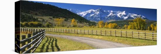Fence along a Road, Sneffels Range, Colorado, USA-null-Stretched Canvas