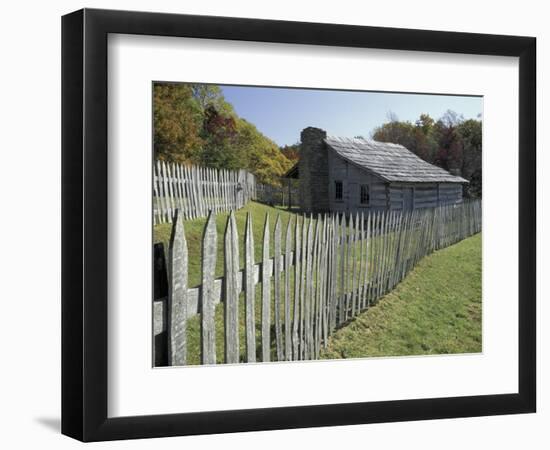 Fence and Cabin, Hensley Settlement, Cumberland Gap National Historical Park, Kentucky, USA-Adam Jones-Framed Photographic Print