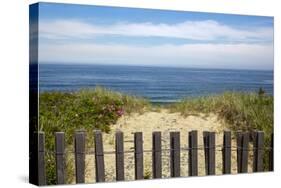 Fence and Sand Dunes on Coast-Paul Souders-Stretched Canvas