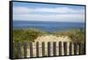 Fence and Sand Dunes on Coast-Paul Souders-Framed Stretched Canvas