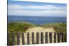 Fence and Sand Dunes on Coast-Paul Souders-Stretched Canvas