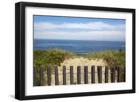 Fence and Sand Dunes on Coast-Paul Souders-Framed Photographic Print