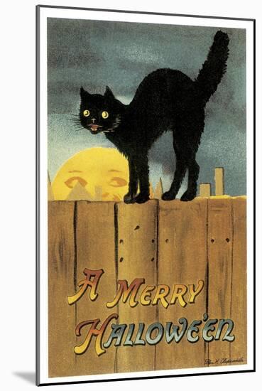 Fence Cat-Vintage Apple Collection-Mounted Giclee Print