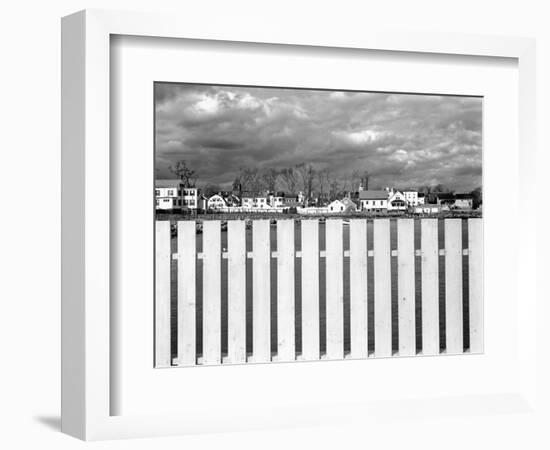 Fence, Clouds, and a Connecticut Town-Jack Delano-Framed Photographic Print