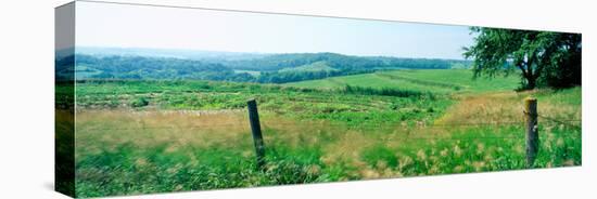 Fence in a field, Loess Hills, Mills County, Iowa, USA-null-Stretched Canvas