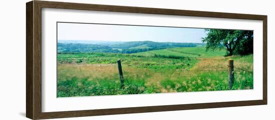 Fence in a field, Loess Hills, Mills County, Iowa, USA-null-Framed Photographic Print