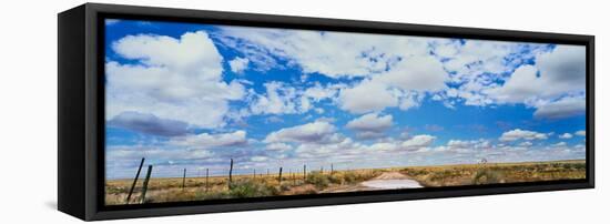 Fence in a field, New Mexico, USA-null-Framed Stretched Canvas