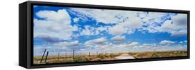 Fence in a field, New Mexico, USA-null-Framed Stretched Canvas