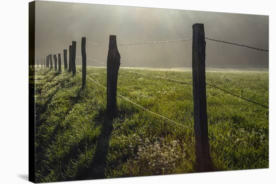 Fence in Cades Cove at sunrise, Great Smoky Mountains National Park, Tennessee-Adam Jones-Stretched Canvas