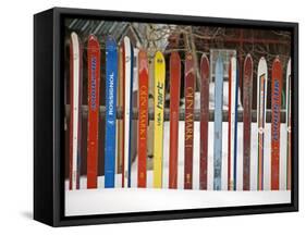 Fence Made from Skis, City of Leadville. Rocky Mountains, Colorado, USA-Richard Cummins-Framed Stretched Canvas