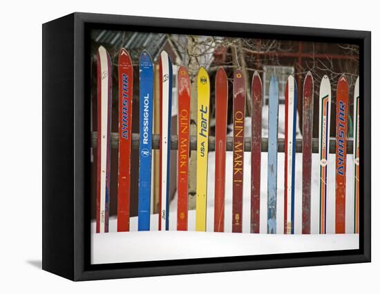 Fence Made from Skis, City of Leadville. Rocky Mountains, Colorado, USA-Richard Cummins-Framed Stretched Canvas