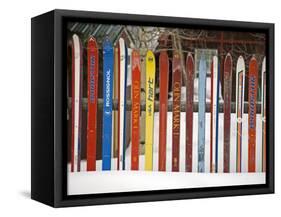 Fence Made from Skis, City of Leadville. Rocky Mountains, Colorado, USA-Richard Cummins-Framed Stretched Canvas