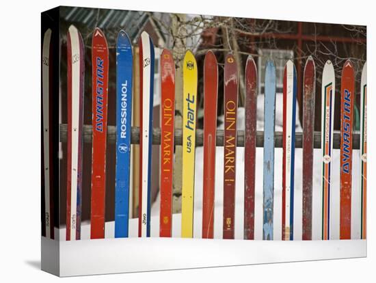 Fence Made from Skis, City of Leadville. Rocky Mountains, Colorado, USA-Richard Cummins-Stretched Canvas