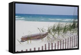 Fence on the beach, Alabama, Gulf of Mexico, USA-null-Framed Stretched Canvas