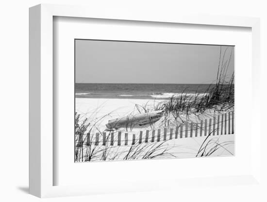 Fence on the beach, Bon Secour National Wildlife Refuge, Gulf of Mexico, Bon Secour, Baldwin Cou...-null-Framed Photographic Print