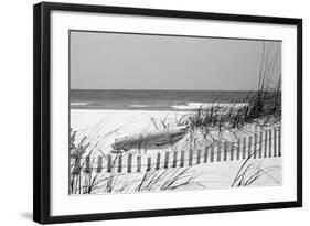 Fence on the beach, Bon Secour National Wildlife Refuge, Gulf of Mexico, Bon Secour, Baldwin Cou...-null-Framed Photographic Print