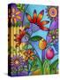 Fence with Flowers-Carla Bank-Stretched Canvas