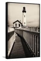 Fenced Path to the Lighthouse, Pigeon Point, CA-George Oze-Framed Stretched Canvas