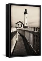 Fenced Path to the Lighthouse, Pigeon Point, CA-George Oze-Framed Stretched Canvas