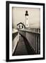 Fenced Path to the Lighthouse, Pigeon Point, CA-George Oze-Framed Photographic Print