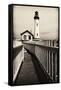 Fenced Path to the Lighthouse, Pigeon Point, CA-George Oze-Framed Stretched Canvas