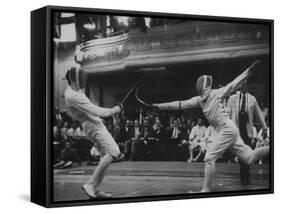 Fencers Competing in the Olympics-John Dominis-Framed Stretched Canvas