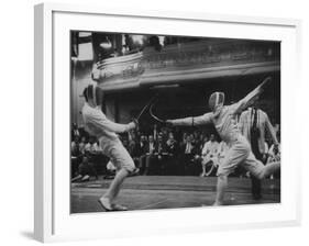 Fencers Competing in the Olympics-John Dominis-Framed Photographic Print