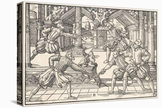 Fencing 1570-Tobias Stimmer-Stretched Canvas