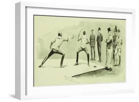 Fencing at Dickel's Academy-Frederic Sackrider Remington-Framed Giclee Print