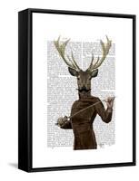 Fencing Deer Portrait-Fab Funky-Framed Stretched Canvas