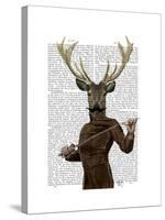 Fencing Deer Portrait-Fab Funky-Stretched Canvas