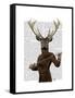 Fencing Deer Portrait-Fab Funky-Framed Stretched Canvas