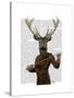 Fencing Deer Portrait-Fab Funky-Stretched Canvas