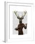 Fencing Deer Portrait-Fab Funky-Framed Art Print