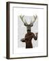 Fencing Deer Portrait-Fab Funky-Framed Art Print