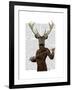 Fencing Deer Portrait-Fab Funky-Framed Art Print