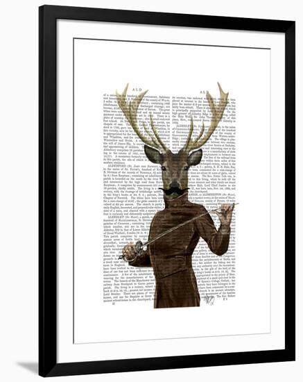 Fencing Deer Portrait-Fab Funky-Framed Art Print