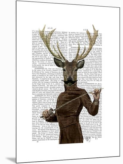 Fencing Deer Portrait-Fab Funky-Mounted Art Print