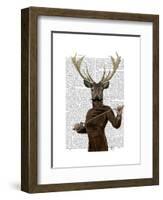 Fencing Deer Portrait-Fab Funky-Framed Art Print